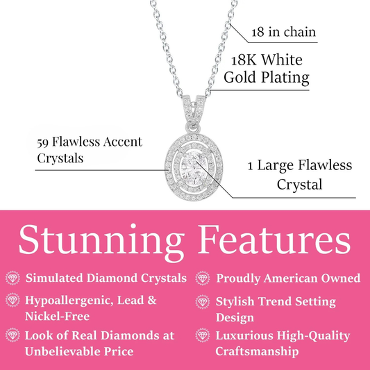 Walmart Cate & Chloe Zelda 18k White Gold Plated Pendant Necklace with Simulated Diamond Crystal for Women