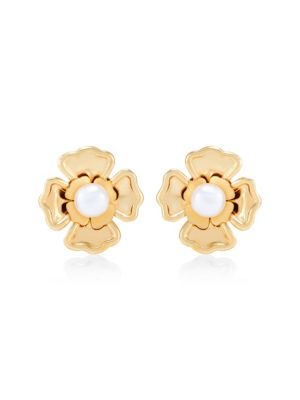Saks Fifth Avenue 18K Goldplated Sterling Silver & Freshwater Pearl Flower Stud Earrings