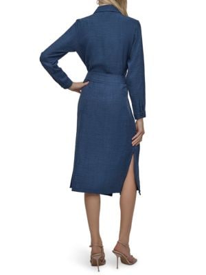 DKNY Belted Denim Shirtdress