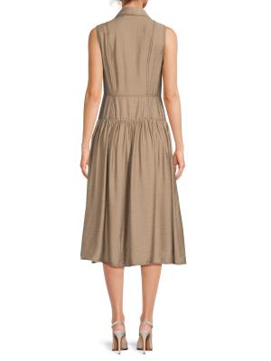 Karl Lagerfeld Paris Notch Collar Midi Shirtdress