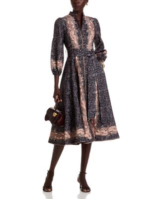 Nancy Yang Mandarin Collar Midi Dress