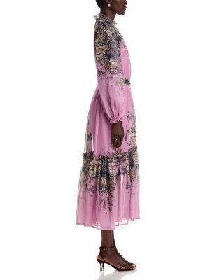 Nancy Yang Ruffle Neck Midi Dress