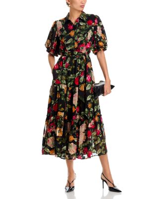 Gracia Puff Sleeve Tie Belt Maxi Dress