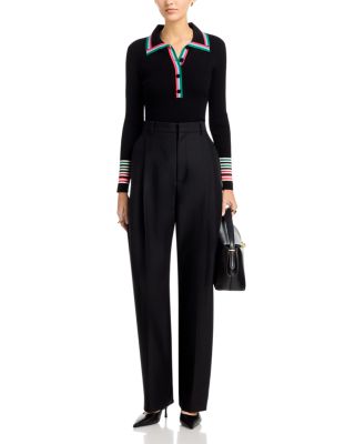 T Tahari Long Sleeve Collared Pullover Sweater