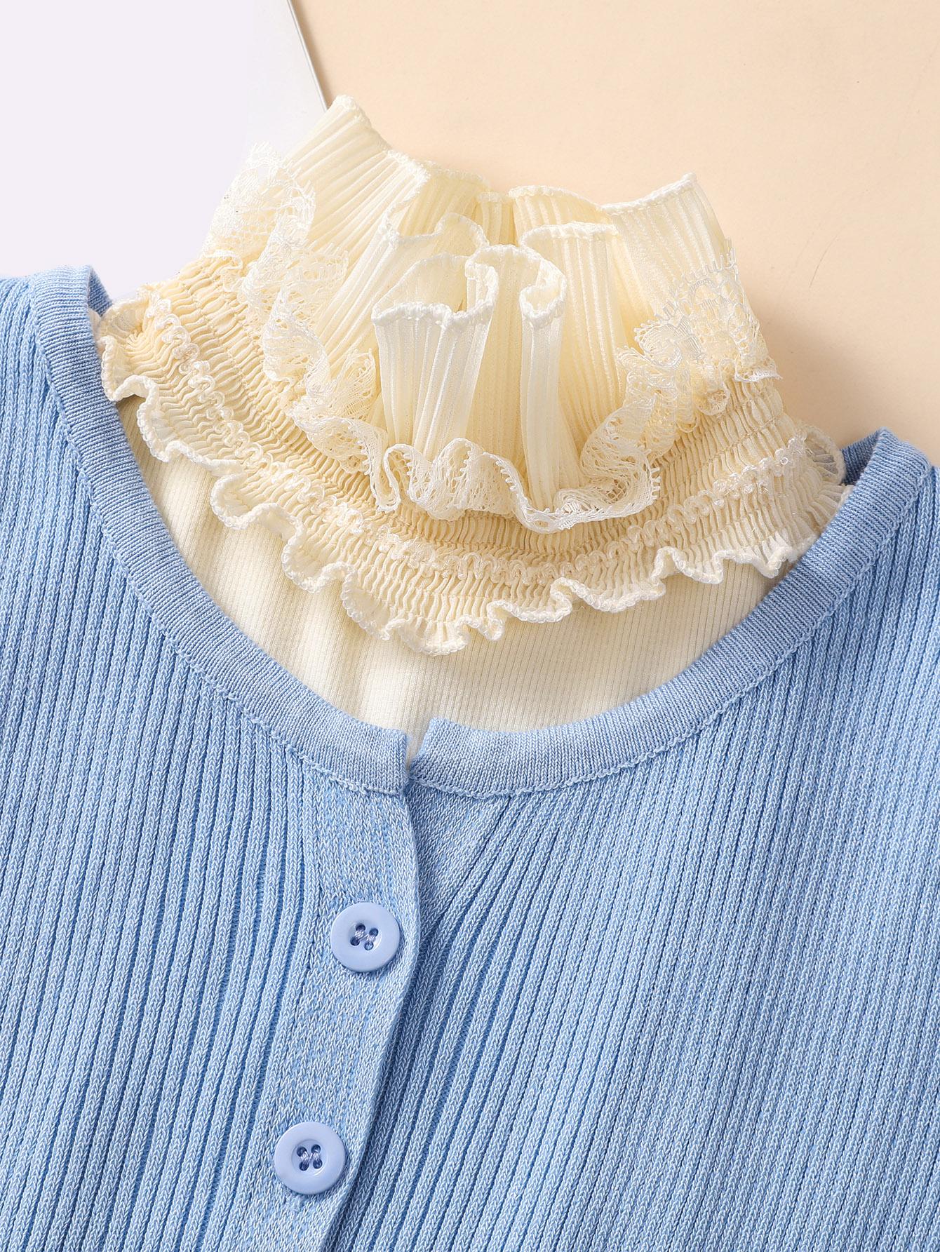 1pc Women's Apricot Knitted Lace Edge False Collar With Stand-up Collar