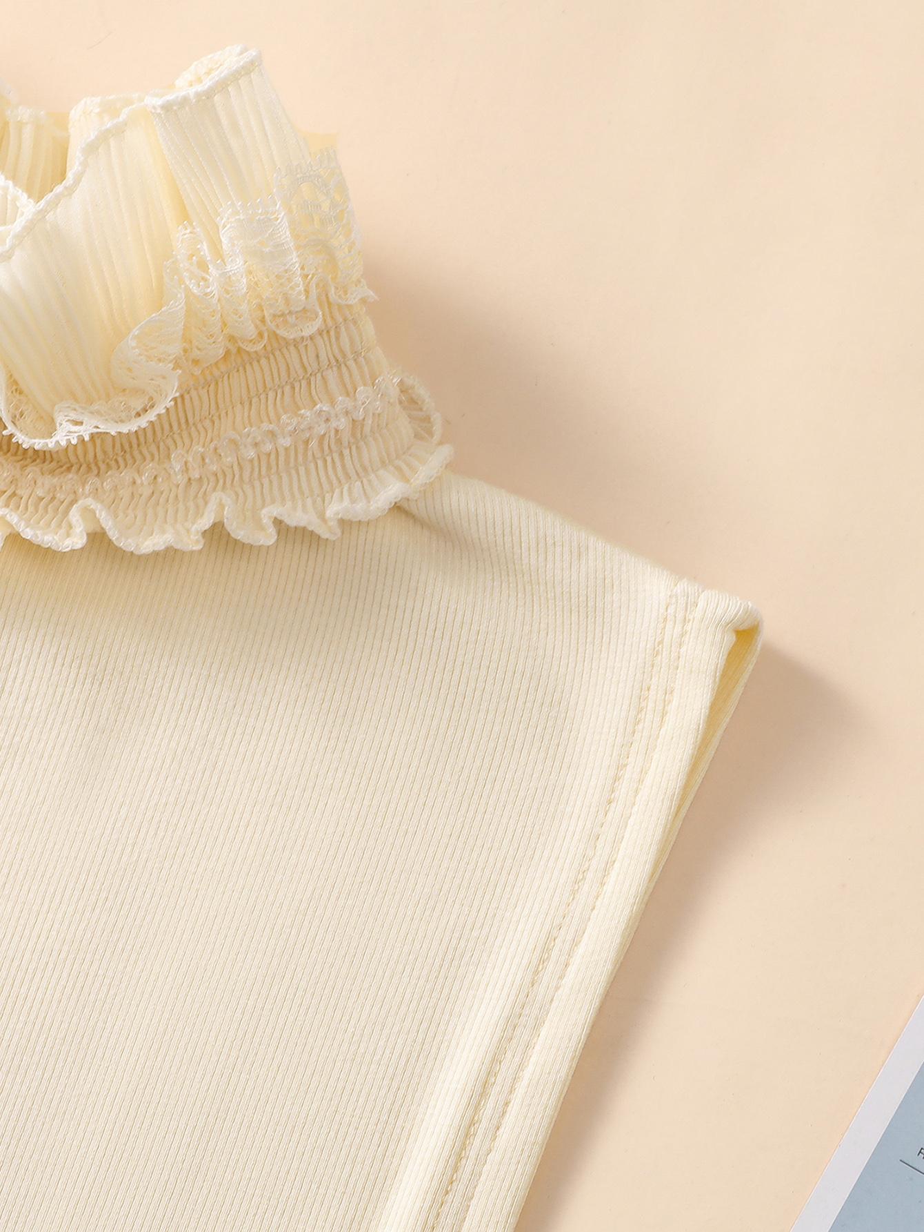 1pc Women's Apricot Knitted Lace Edge False Collar With Stand-up Collar