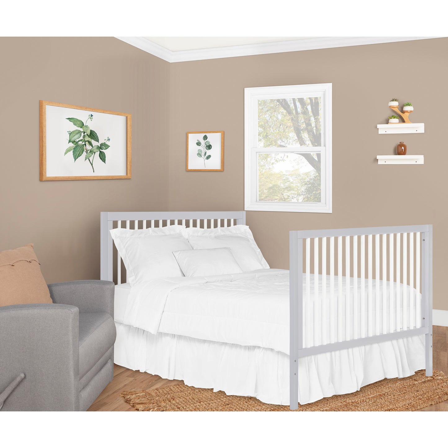 Walmart Dream On Me Carter 5-in-1 Full Size Convertible Crib, Grey and White