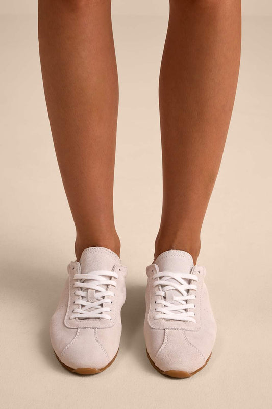 Serina Ivory Suede Leather Lace-Up Sneakers
