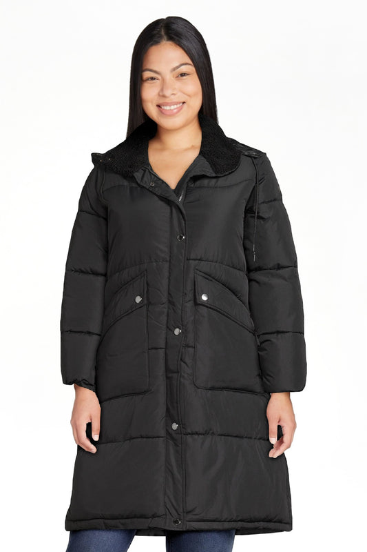 thumbnail image 2 of Big Chill Women's and Women's Plus Maxi Puffer Coat with Hood, Heavyweight, Sizes S-3X, 2 of 9