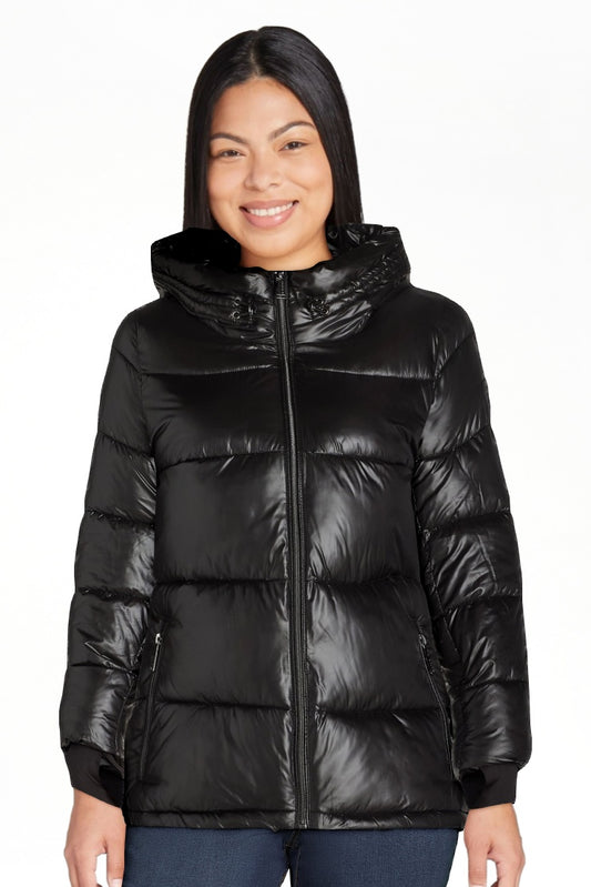 thumbnail image 2 of BCBG Paris Women's and Women's Plus Hooded Puffer Jacket, Heavyweight, Sizes S-3X, 2 of 8