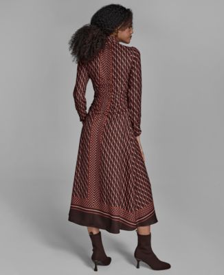 Macy's BCBGWomen's Long Sleeve Mock Neck Midi Dress