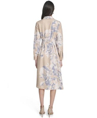 Macy's Calvin KleinWomen's Printed Collar Shirt Dress