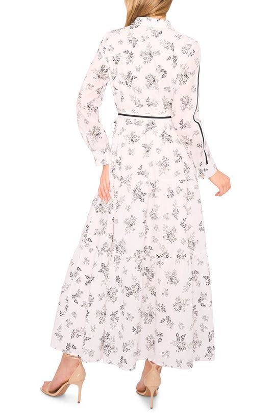 CeCe Floral Long Sleeve Cotton Maxi Shirtdress