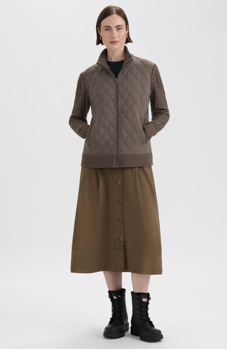 Hunter Cable Knit Sleeve Quilted Bomber Jacket