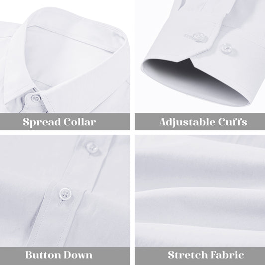 Walmart Men's Slim Fit Stretch Dress Shirt Solid Color Microelastic Long Sleeve Casual Soft Business Button Up Shirts