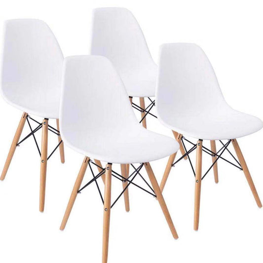 Walmart Mainstays Mid-Century Modern Dining Chair, Set of 4, White and Beech Color for Indoor