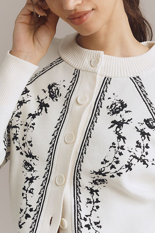 Anthropologie By Anthropologie Sculpted Puff-Sleeve Cardigan Sweater