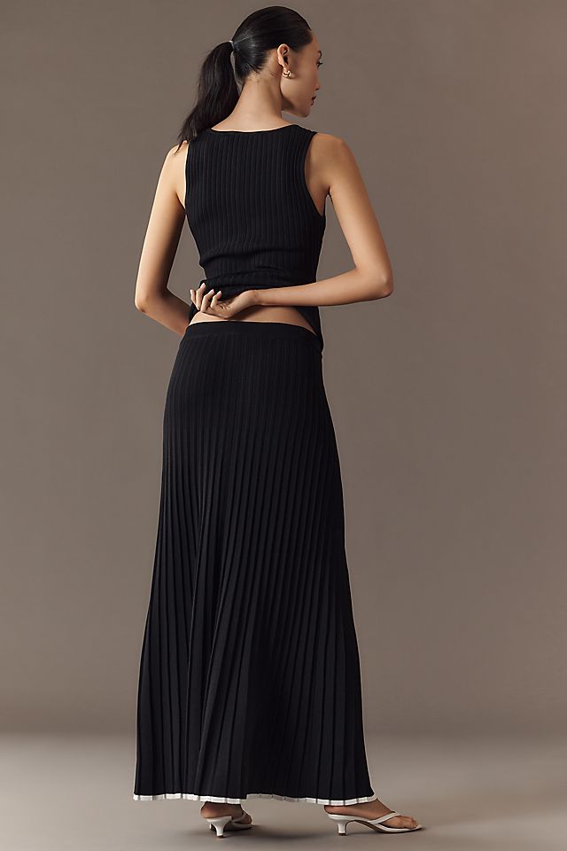 Anthropologie Endless Rose Pleated Knit Maxi Skirt
