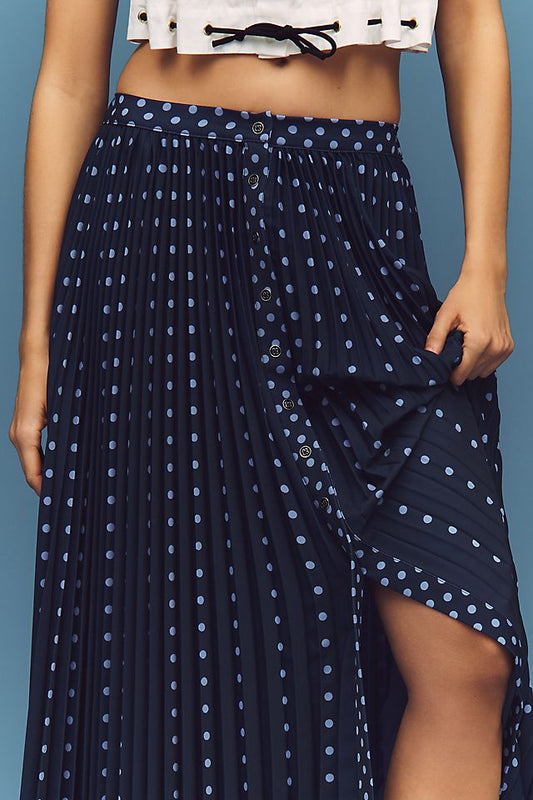 Anthropologie Maeve Pleated Button-Front Maxi Skirt