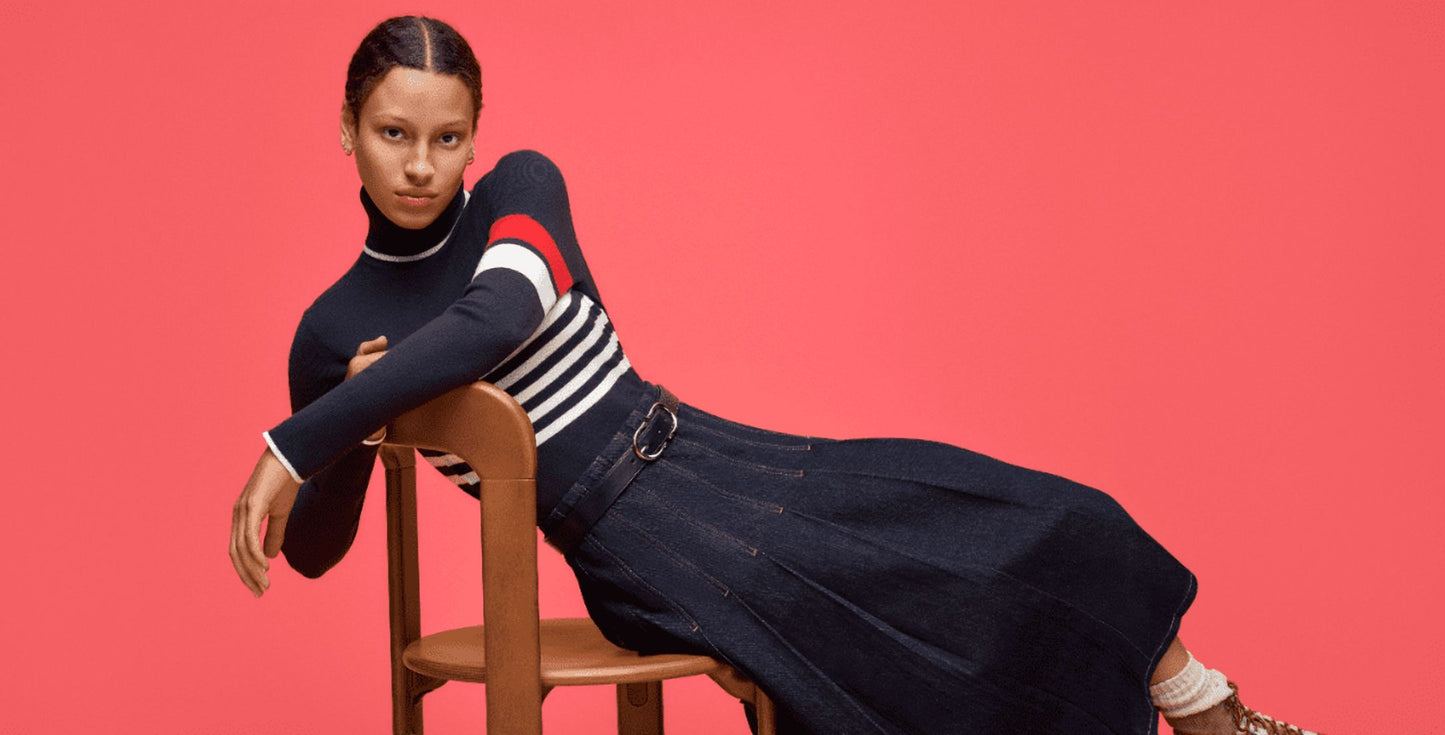 Walmart Free Assembly Women's and Women's Plus Stitch Pleated Denim Maxi Skirt, Size 0-28