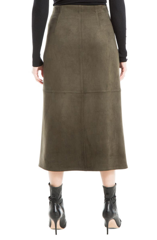 MAX STUDIO Faux Suede A-Line Midi Skirt