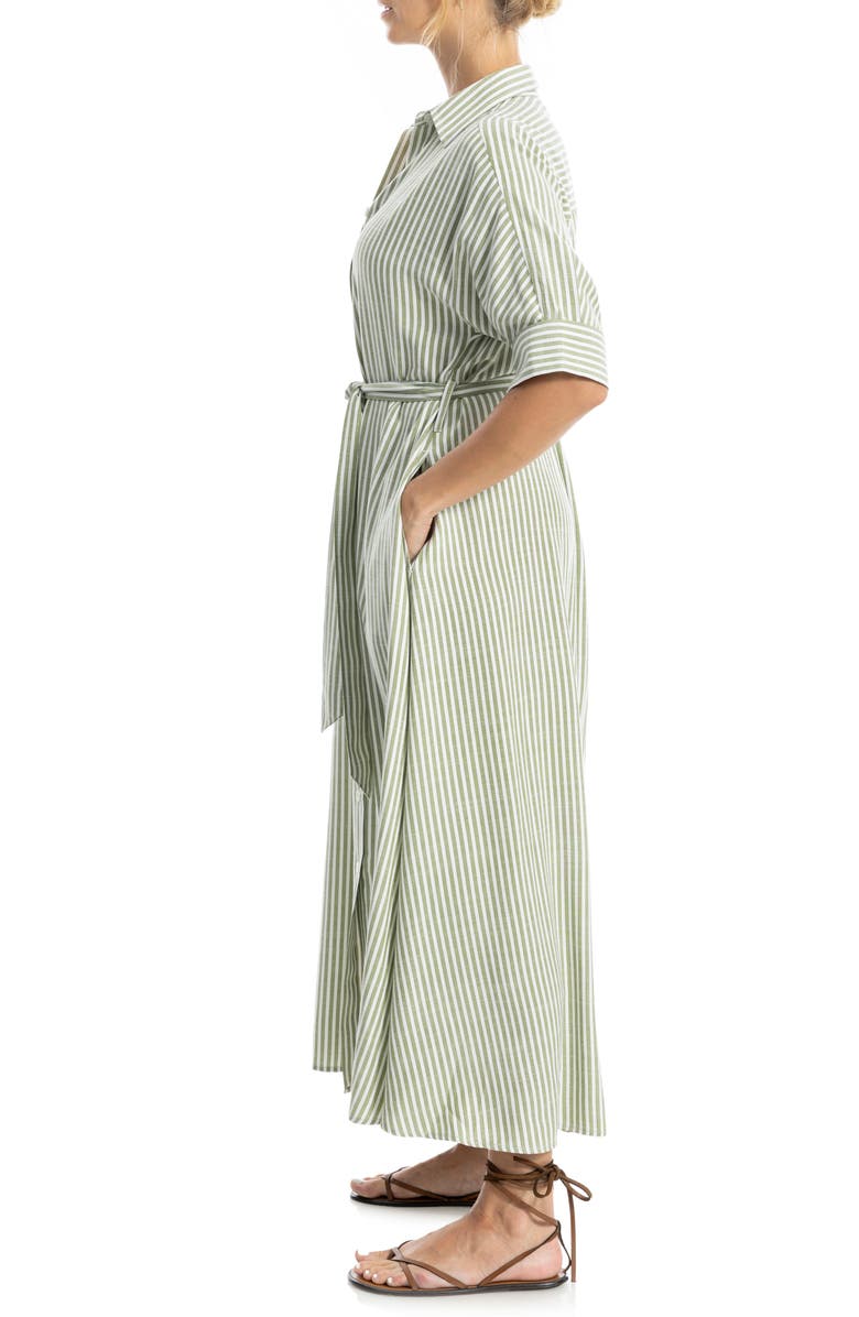 MAX STUDIO Stripe Short Sleeve Maxi Shirtdress