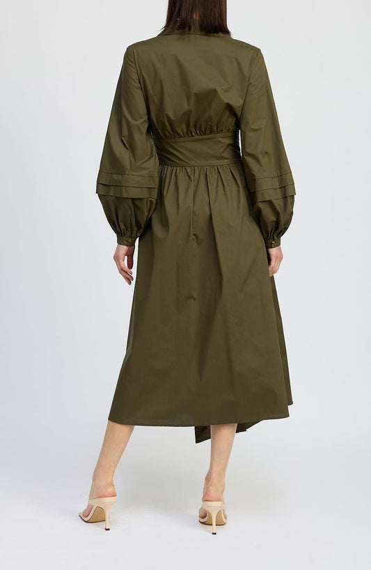 En Saison Berenger Long Sleeve Wrap Cotton Shirtdress