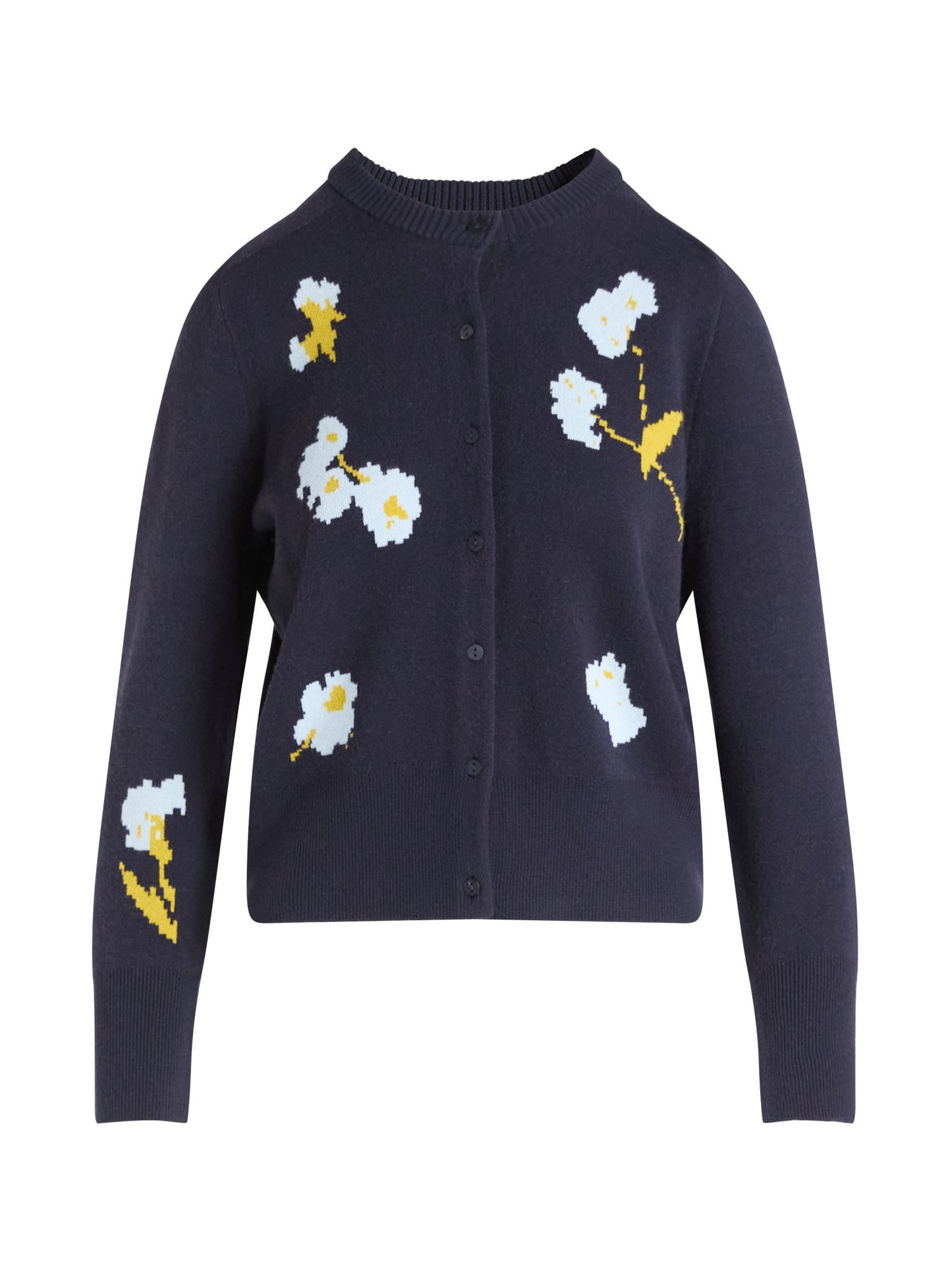 Walmart Free Assembly Women's and Women's Plus Floral Jacquard Shrunken Cardigan Sweater, Midweight, Sizes XS-XXL