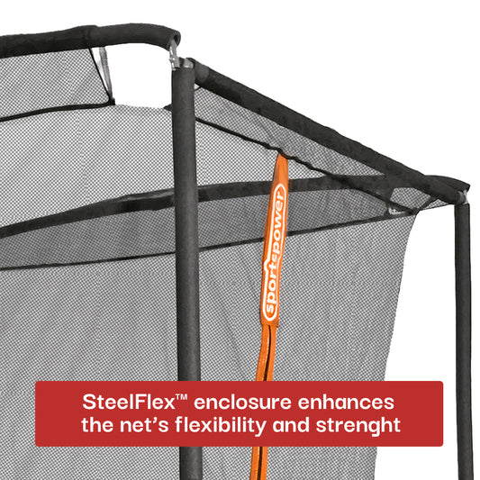 Walmart Sportspower Bounce Pro 6x8’ Rectangular Trampoline for Kids 6+ with Safety-Enclosure in Gray and Orange