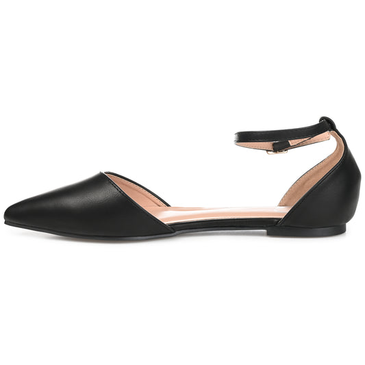 Walmart Journee Women's Reba Ankle Strap Pointed Toe Ballet Flats, Wide Width Available