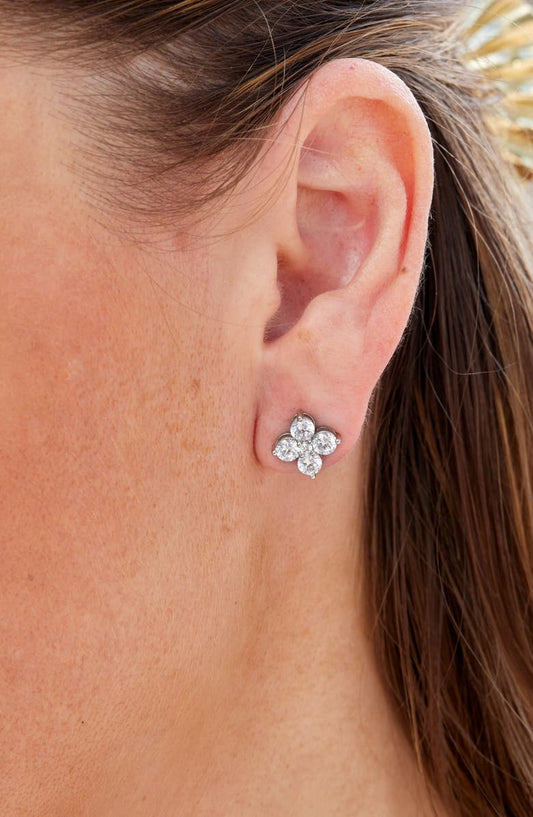 SAVVY CIE JEWELS Cubic Zirconia Cluster Stud Earrings