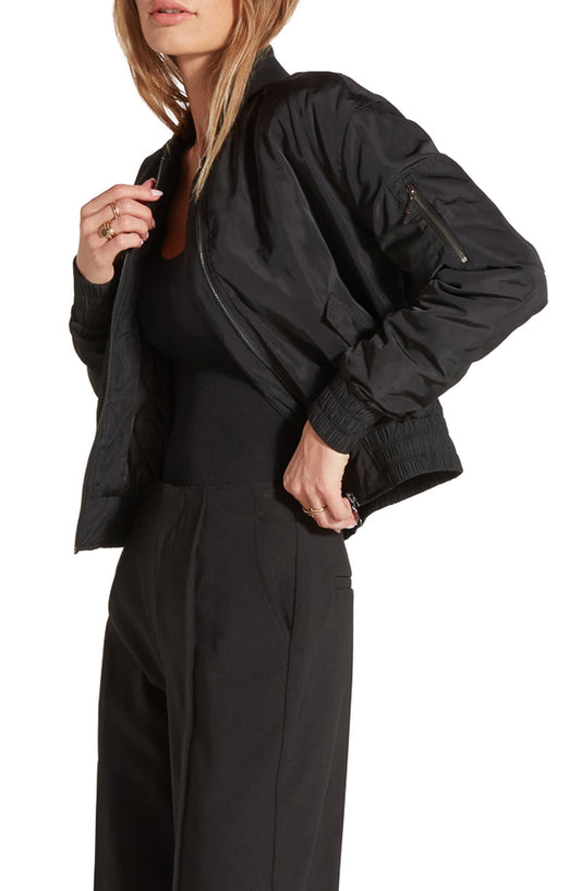 WISHLIST Cropped Bomber Jacket, Alternate, color, Black