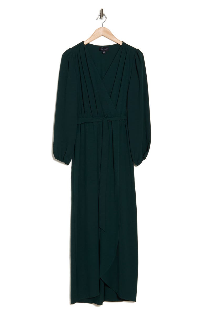 Connected Apparel Faux Wrap Long Sleeve Maxi Dress