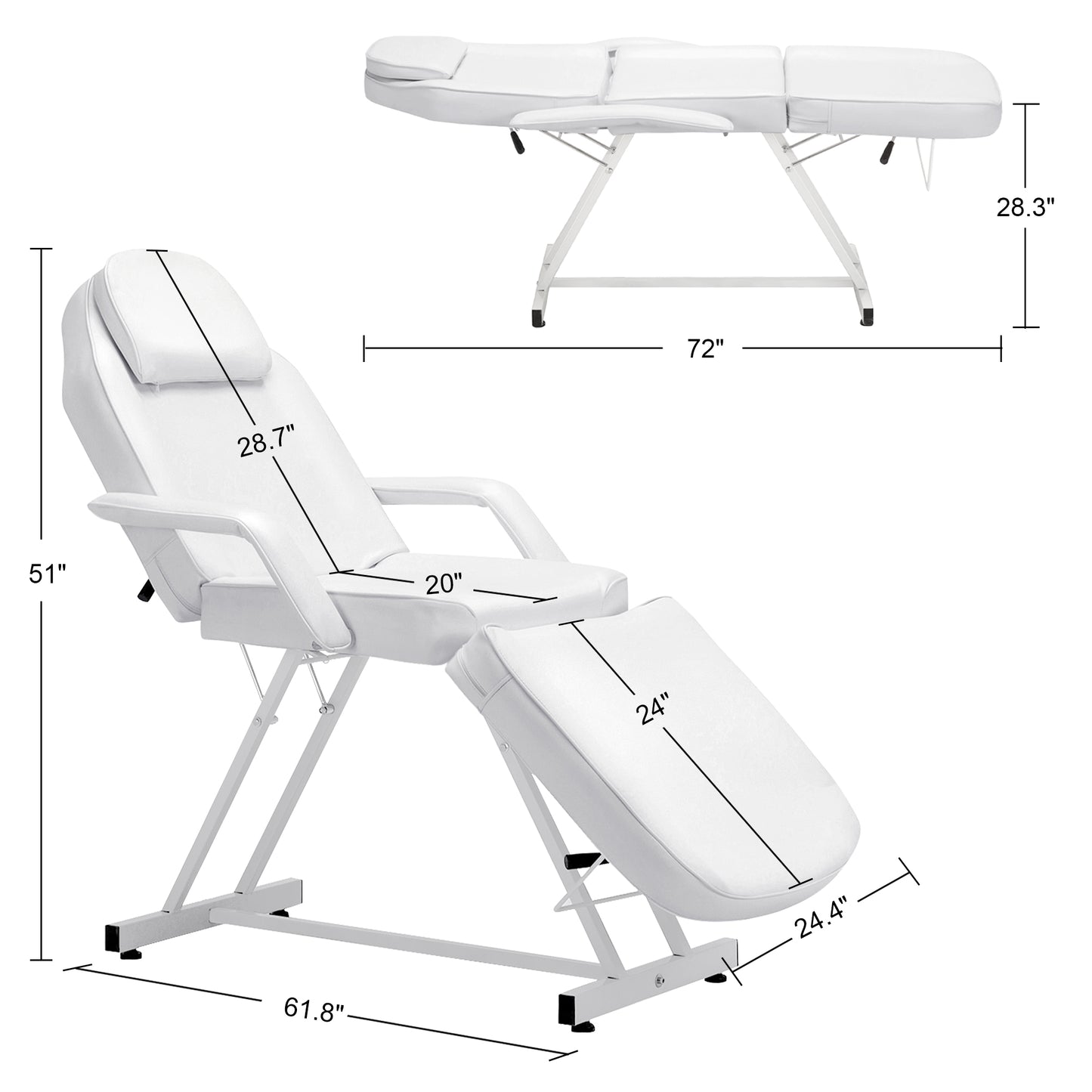 Walmart BarberPub Adjustable Massage Esthetician Table with Towel Hanger, Removable Headrest, Professional Tattoo Chair Facial Lash Bed, Multi-Purpose Spa Beauty Spa Salon Equipment, White