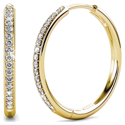 Walmart Cate & Chloe Bianca 18k Yellow Gold Plated 25mm Hoop Earrings with Swarovski Crystals for Women