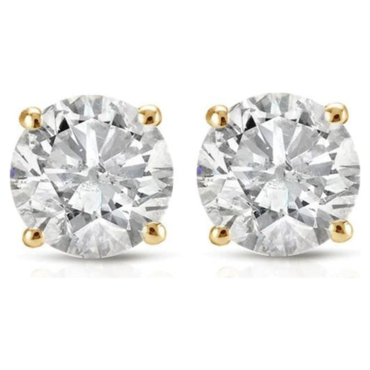 Walmart Pompeii 1ct Round Cut Diamond Stud Earrings in 14K Yellow Gold with Screw Backs (I-J,I1)