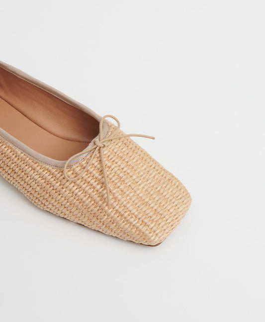 Raffia Square Toe Ballerina
