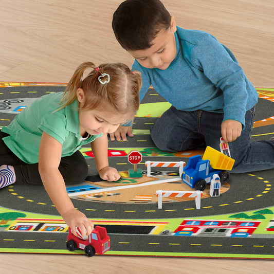 Walmart Melissa & Doug Jumbo Roadway Activity Rug, 4 Wooden Traffic Signs, 79"L X 60"W
