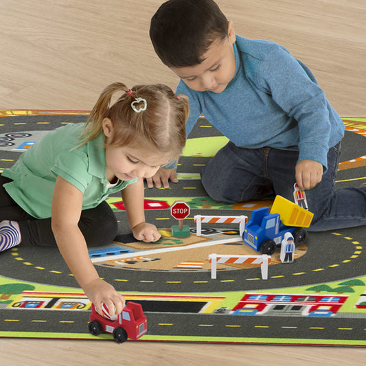 Walmart Melissa & Doug Jumbo Roadway Activity Rug, 4 Wooden Traffic Signs, 79"L X 60"W