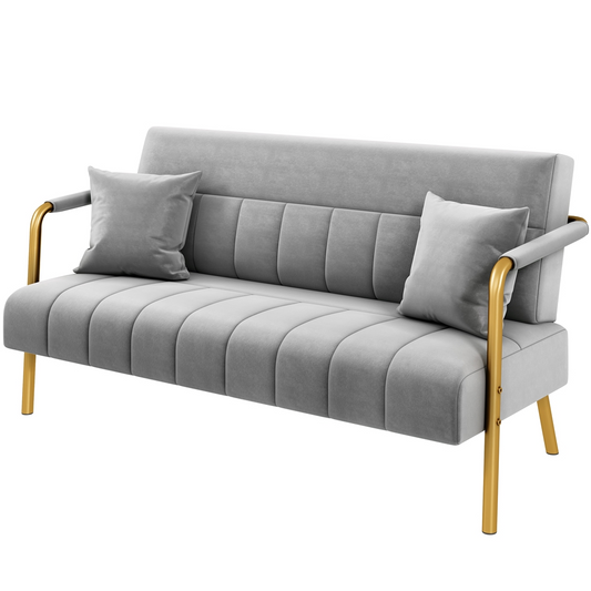 Walmart Renwick 56.5'' W Modern Upholstered Sofa Couch with 2 Pillows, Light Gray
