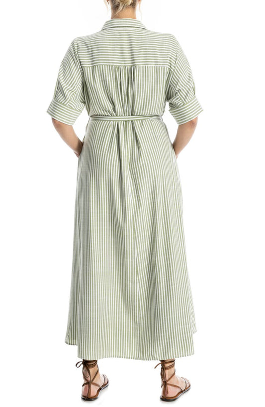 MAX STUDIO Stripe Short Sleeve Maxi Shirtdress