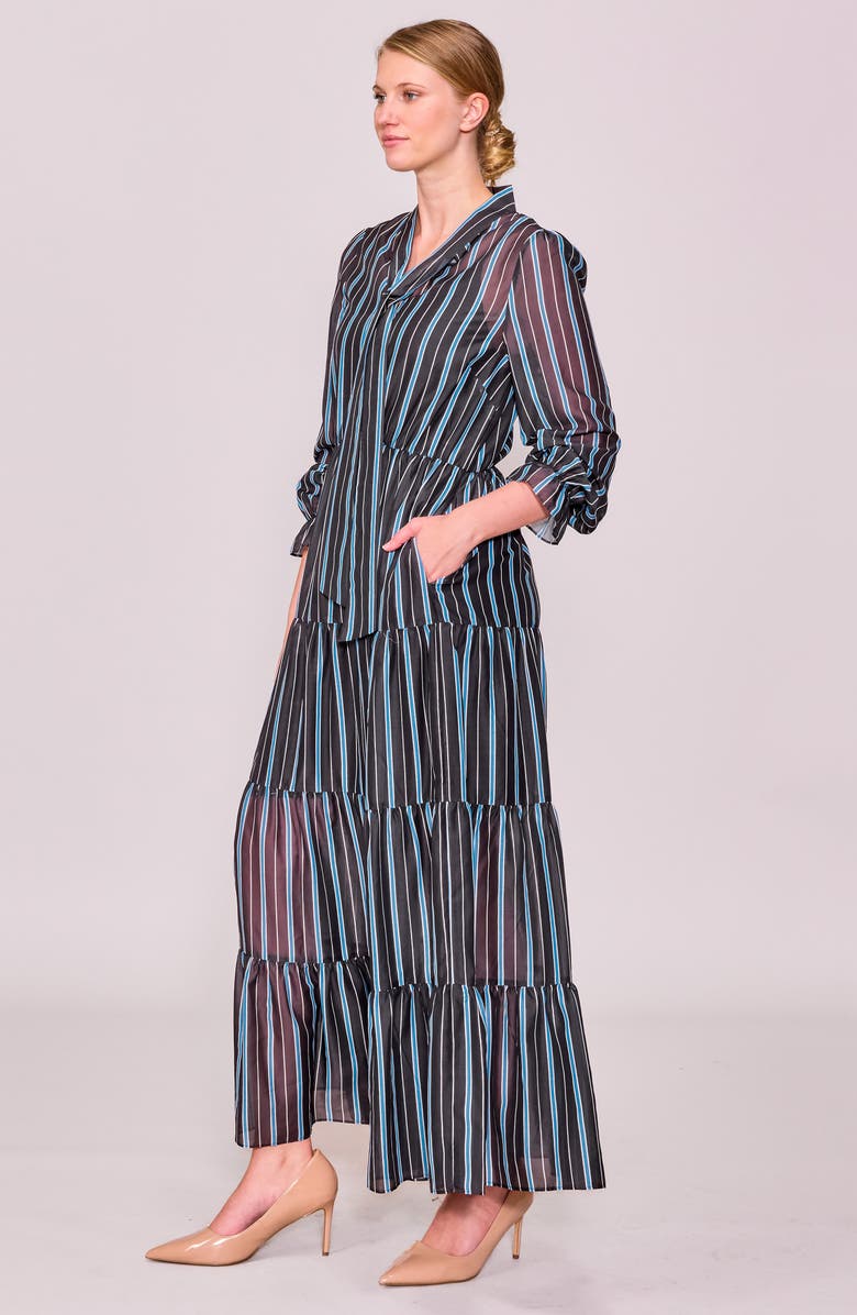 MELLODAY Stripe Bow Tiered Maxi Dress