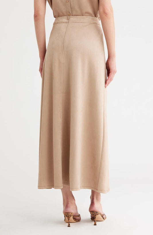 Parker The Lillian Slim Faux Suede Midi Skirt