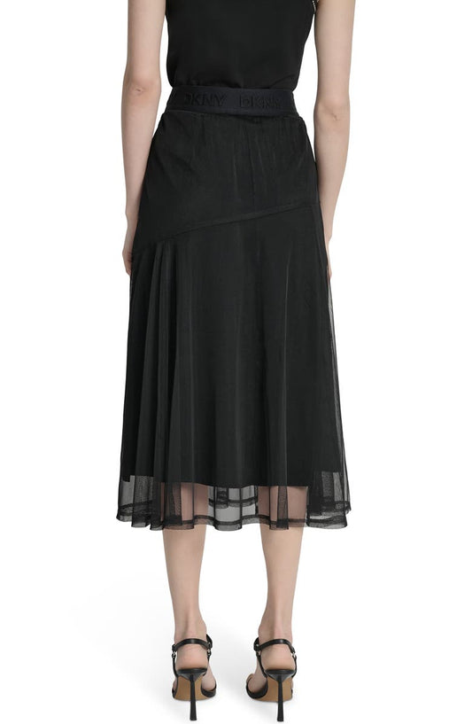 DKNY Layered Mesh Midi Skirt
