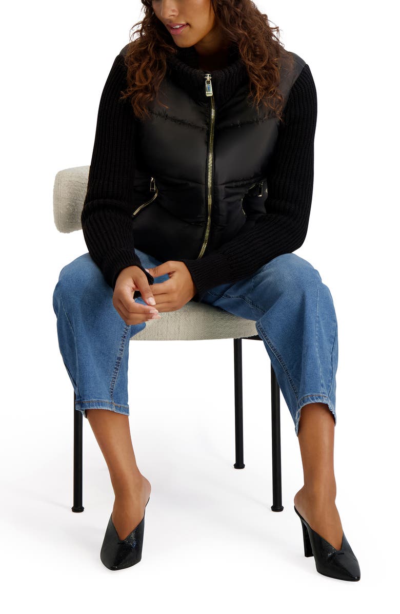 Kensie Knit Sleeve Quilted Core Jacket