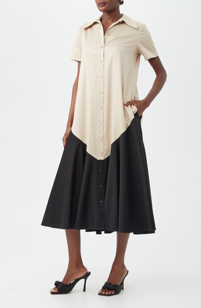 Trina Turk Neola 2 Colorblock Short Sleeve Organic Cotton Shirtdress