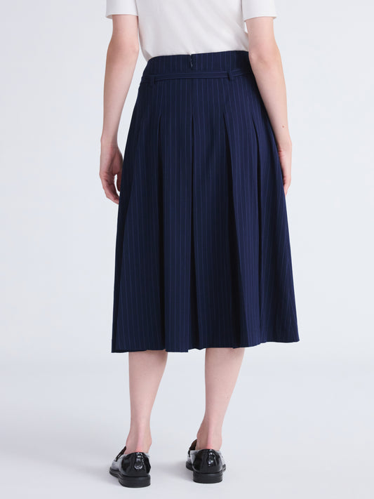 Walmart Free Assembly Women's Belted Pleated Pinstripe Midi Skirt, Sizes 0-16