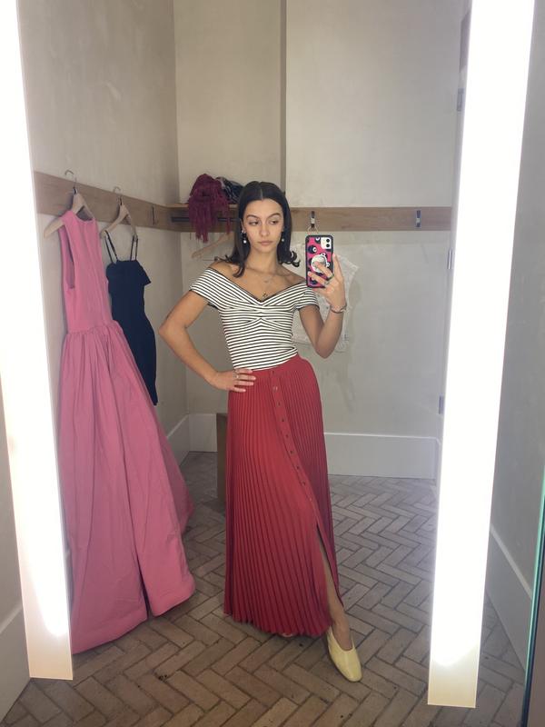 Anthropologie Maeve Pleated Button-Front Maxi Skirt