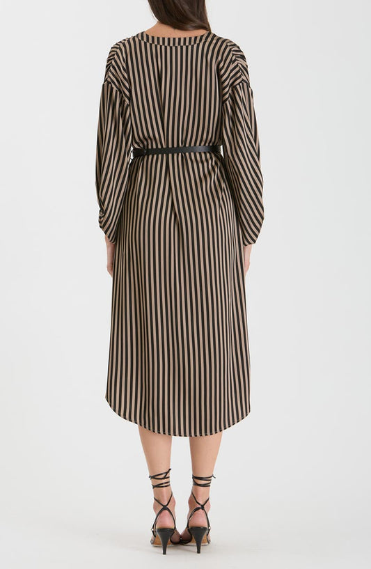 AUGUST SKY Stripe Balloon Sleeve Shirtdress