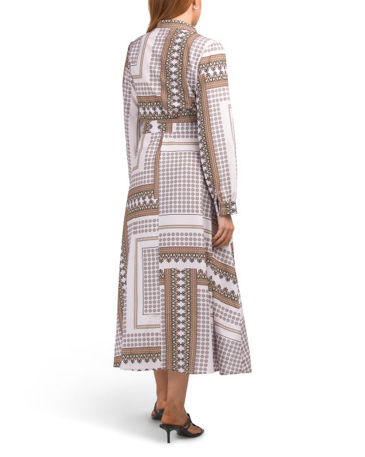NANCY YANG Half Button Maxi Shirt Dress